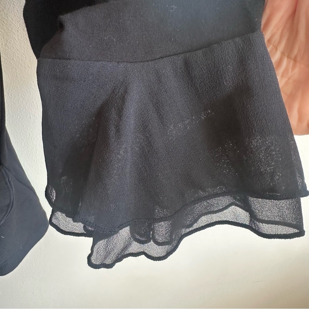 Lauren Ralph Lauren Faux Wrap Chiffon Ruffle Neck & Cuffs Blouse Black Size 2X - Picture 8 of 15